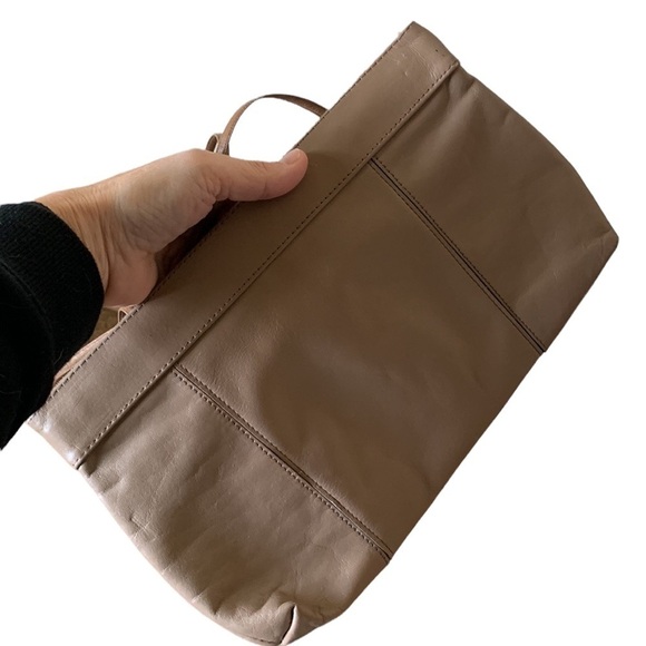 VIntage 80s Tan Genuine Leather Clutch Shoulder Bag - Picture 2 of 10